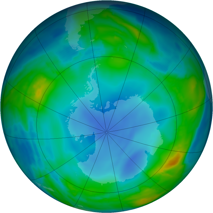 Antarctic ozone map for 23 July 2013